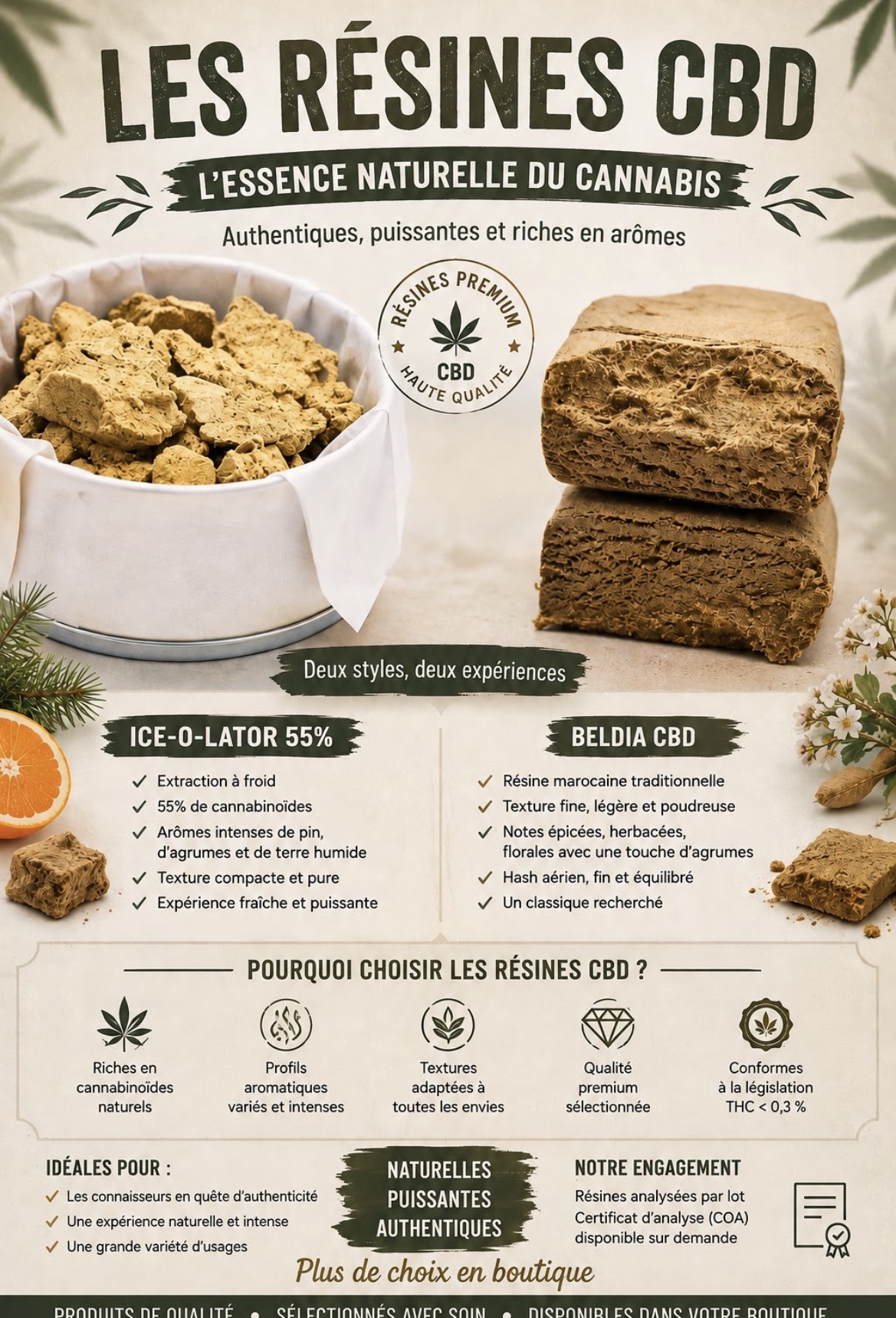 Résines CBD — Ice-o-lator 55 % & Beldia · CBD bien-être, magasin de La Bourboule 63150