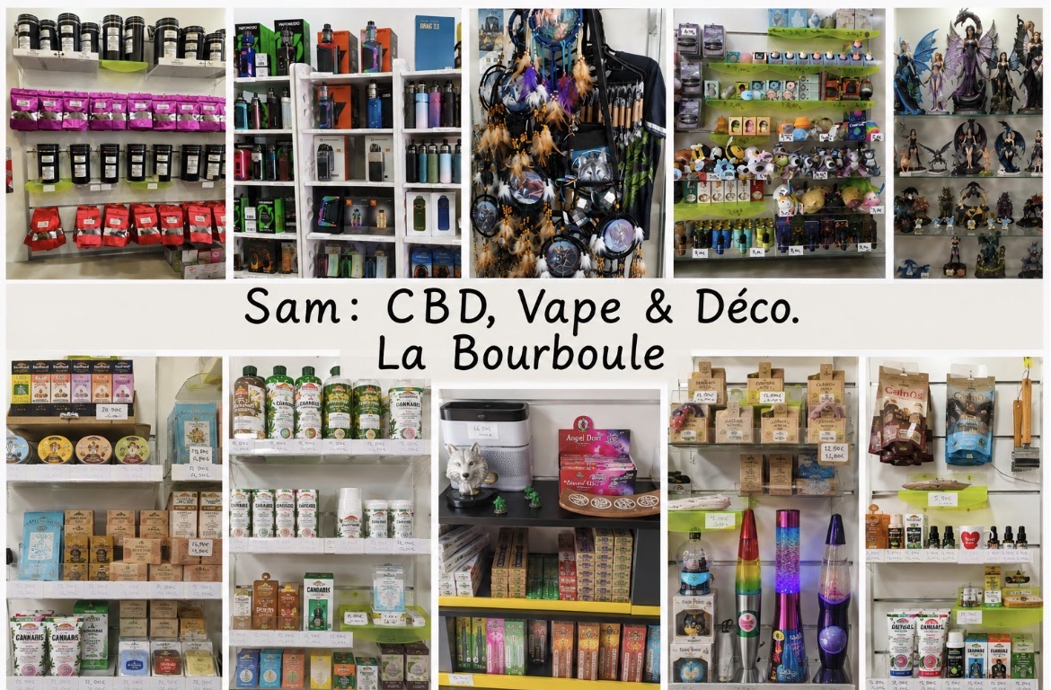 Rayons du magasin CBD, vape, bien-être et déco à La Bourboule 63150