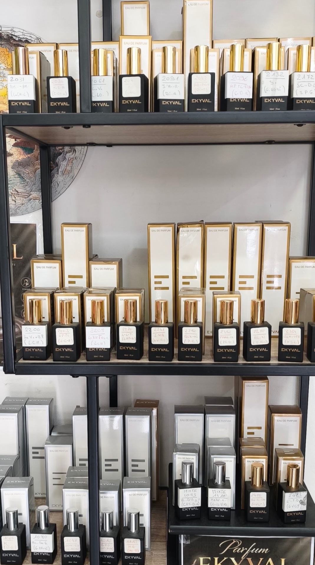 Rayon parfum EKYVAL — eaux de parfum inspirées des grandes maisons, en vente chez Sam CBD Vape & Déco à La Bourboule 63150