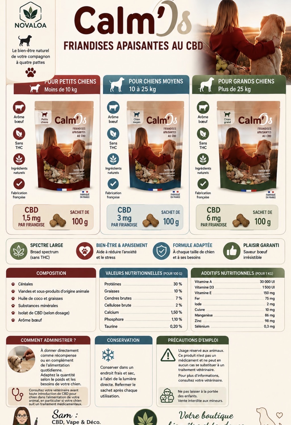 Friandises CBD pour chien — Calm'Os · Petits, moyens & grands · CBD bien-être, magasin de La Bourboule 63150